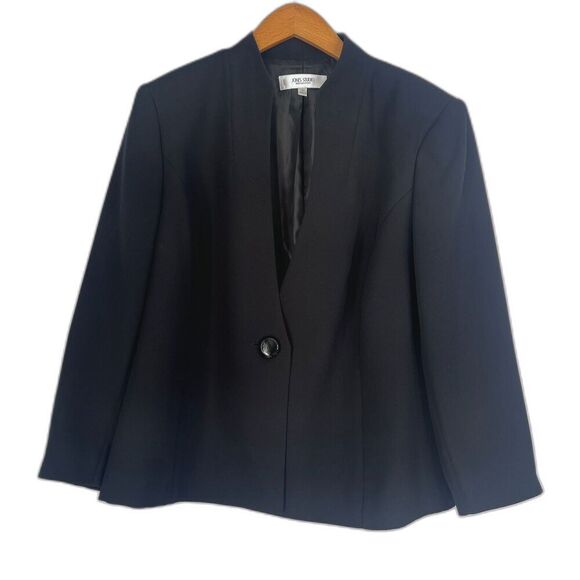 Jones Studio Separates Black Single Breasted One Button Basic Blazer Size 14W - Picture 1 of 9